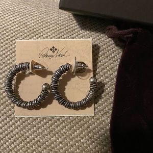 Patricia Nash silver twisted rope hoop earrings, 1” diameter